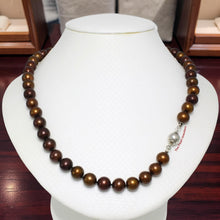 Load image into Gallery viewer, Chocolate Pearl Hand-Knotted Necklace with Sterling Silver Clasp