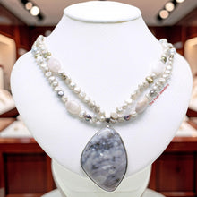Load image into Gallery viewer, Small Baroque Pearl &amp; Agate Double-Strand Necklace with 925 Silver Clasp