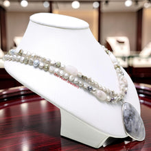 Load image into Gallery viewer, Small Baroque Pearl &amp; Agate Double-Strand Necklace with 925 Silver Clasp