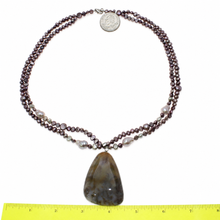 Load image into Gallery viewer, Simple Purple Baroque Pearl &amp; Agate Pendant Necklace – 2-in-1 Style