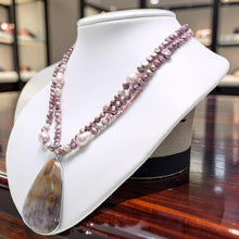 Load image into Gallery viewer, Simple Purple Baroque Pearl &amp; Agate Pendant Necklace – 2-in-1 Style