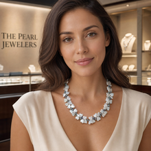 Load image into Gallery viewer, White Coin &amp; Peacock Rice Pearl Necklace with Toggle Clasp