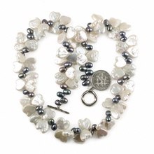 Load image into Gallery viewer, White Coin &amp; Peacock Rice Pearl Necklace with Toggle Clasp