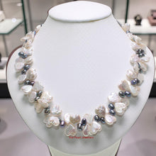 Load image into Gallery viewer, Heart Coin &amp; Rice Pearl Necklace with Sterling Silver Toggle Clasp