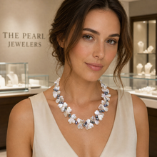 Load image into Gallery viewer, Heart Coin &amp; Rice Pearl Necklace with Sterling Silver Toggle Clasp