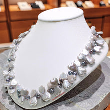 Load image into Gallery viewer, Heart Coin &amp; Rice Pearl Necklace with Sterling Silver Toggle Clasp