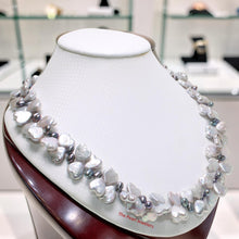 Load image into Gallery viewer, Heart Coin &amp; Rice Pearl Necklace with Sterling Silver Toggle Clasp