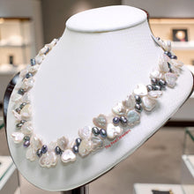 Load image into Gallery viewer, Heart Coin &amp; Rice Pearl Necklace with Sterling Silver Toggle Clasp