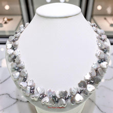 Load image into Gallery viewer, Heart Coin &amp; Rice Pearl Necklace with Sterling Silver Toggle Clasp
