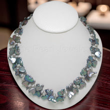 Load image into Gallery viewer, Peacock Heart Coin &amp; White Rice Pearl Necklace with Toggle Clasp
