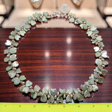 Load image into Gallery viewer, Green Heart Coin &amp; Champagne Rice Pearl Necklace – 925 Silver Toggle Clasp