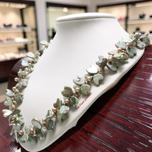 Load image into Gallery viewer, Green Heart Coin &amp; Champagne Rice Pearl Necklace – 925 Silver Toggle Clasp