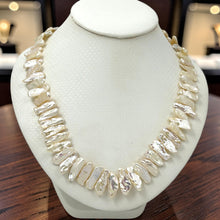 Load image into Gallery viewer, Romantic Peach Biwa Pearl Necklace with Silver Toggle Clasp