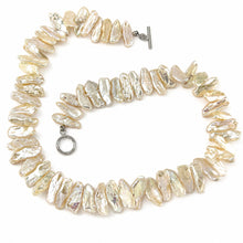 Load image into Gallery viewer, Romantic Peach Biwa Pearl Necklace with Silver Toggle Clasp
