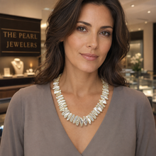 Load image into Gallery viewer, Romantic Peach Biwa Pearl Necklace with Silver Toggle Clasp