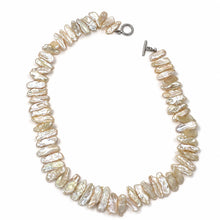 Load image into Gallery viewer, Romantic Peach Biwa Pearl Necklace with Silver Toggle Clasp
