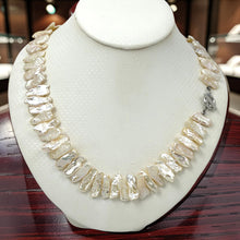 Load image into Gallery viewer, Romantic Peach Biwa Pearl Necklace with Silver Toggle Clasp