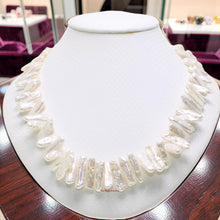 Load image into Gallery viewer, White Biwa Pearl Necklace with Magnetic Clasp