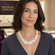 Load image into Gallery viewer, White Biwa Pearl Necklace with Magnetic Clasp