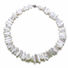 Load image into Gallery viewer, White Biwa Pearl Necklace with Magnetic Clasp