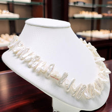 Load image into Gallery viewer, White Biwa Pearl Necklace with Magnetic Clasp