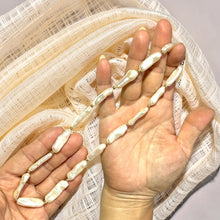 Load image into Gallery viewer, White Biwa Pearl &amp; Gold Bead Necklace with 14k Gold Clasp