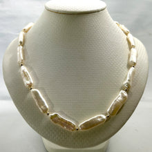 Load image into Gallery viewer, 615814B34-White-Biwa-Pearl-Gold-Beads-Necklace-14k-Yellow-Gold-Fish-Tail-Clasp