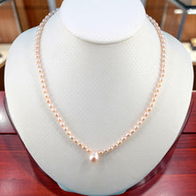 Load image into Gallery viewer, Natural Pink Rice Pearl Necklace with 14k Gold Clasp