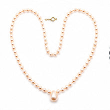 Load image into Gallery viewer, Natural Pink Rice Pearl Necklace with 14k Gold Clasp