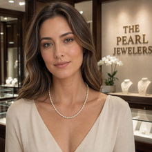 Load image into Gallery viewer, White Rice Pearl Necklace with Alloy Lobster Clasp