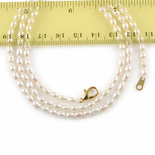 Load image into Gallery viewer, White Rice Pearl Necklace with Alloy Lobster Clasp