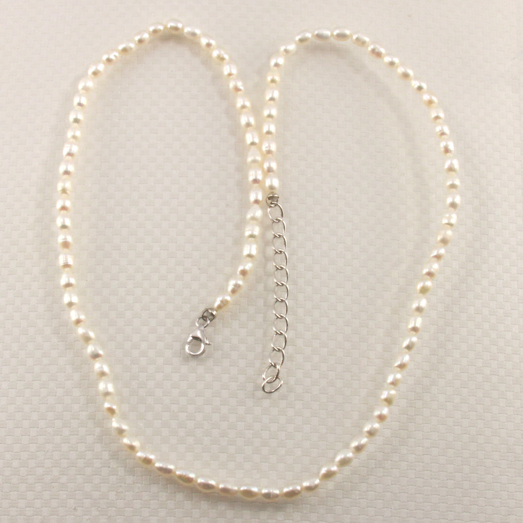 620164S33-Genuine-White-Freshwater-Pearls-Adjustable-Necklace-.925-Silver-Clasp
