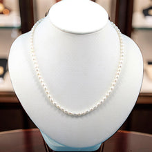 Load image into Gallery viewer, White Rice Pearl Necklace with Adjustable Sterling Silver Clasp