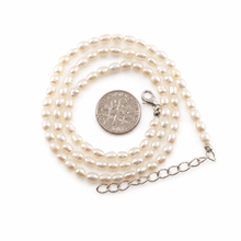 Load image into Gallery viewer, White Rice Pearl Necklace with Adjustable Sterling Silver Clasp