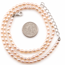 Load image into Gallery viewer, Natural Pink Freshwater Pearl Necklace with Silver Clasp