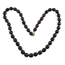 Load image into Gallery viewer, 14k Clasp Hand-knotted Oval Shaped Black Pearl Necklace