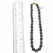 Load image into Gallery viewer, Hand-Knotted Black Rice Pearl Necklace with Gold-Filled Clasp