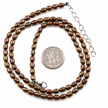 Load image into Gallery viewer, Chocolate Freshwater Pearl Necklace with Adjustable Silver Clasp