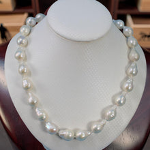 Load image into Gallery viewer, White Baroque Pearl Necklace with CZ Magnet Clasp – 18”
