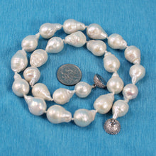 Load image into Gallery viewer, White Baroque Pearl Necklace with CZ Magnet Clasp – 18”