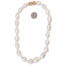 Load image into Gallery viewer, Baroque Pearl Necklace with CZ Magnet Clasp – 17" to 19" Options