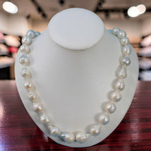Load image into Gallery viewer, Large White Baroque Pearl Necklace with 15mm Spring Ring Clasp – 22”