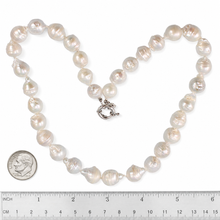 Load image into Gallery viewer, Large White Baroque Pearl Necklace with 15mm Spring Ring Clasp – 22”