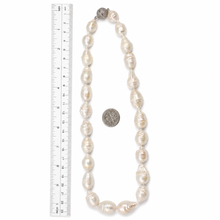 Load image into Gallery viewer, Large White Baroque Pearl Necklace with 15mm Spring Ring Clasp – 22”
