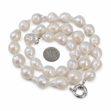 Load image into Gallery viewer, Large White Baroque Pearl Necklace with 15mm Spring Ring Clasp – 22”