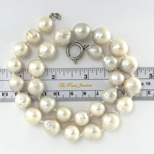 620392G45E- WHITE PEARL 11MM - 14MM FRESHWATER PEARL NECKLACE