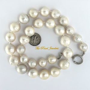 620392G45E- WHITE PEARL 11MM - 14MM FRESHWATER PEARL NECKLACE
