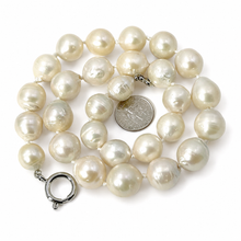 Load image into Gallery viewer, Large White Baroque Pearl Necklace with Spring Ring Clasp – 18”