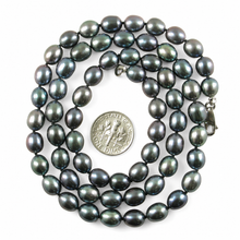 Load image into Gallery viewer, Peacock Raindrop Pearl Necklace with .925 Silver Clasp – 24”