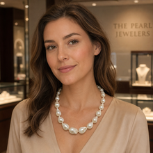 Load image into Gallery viewer, Large Baroque Pearl Necklace with 14k Yellow Gold Clasp – 18”